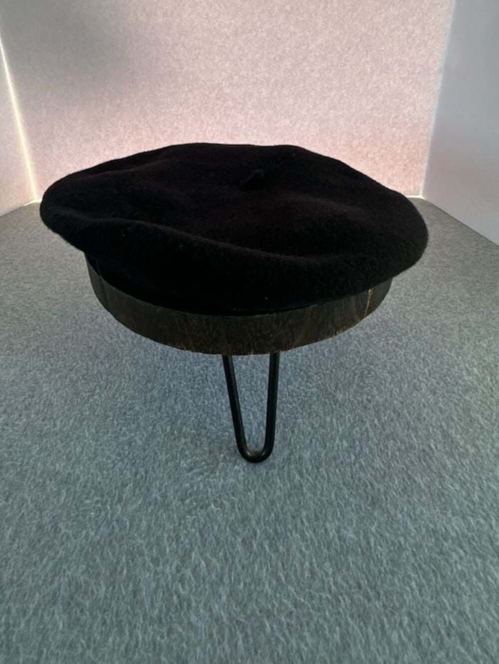 Vintage Beret Basque De Luxe 100% Wool Black Beret Hat RN 58584